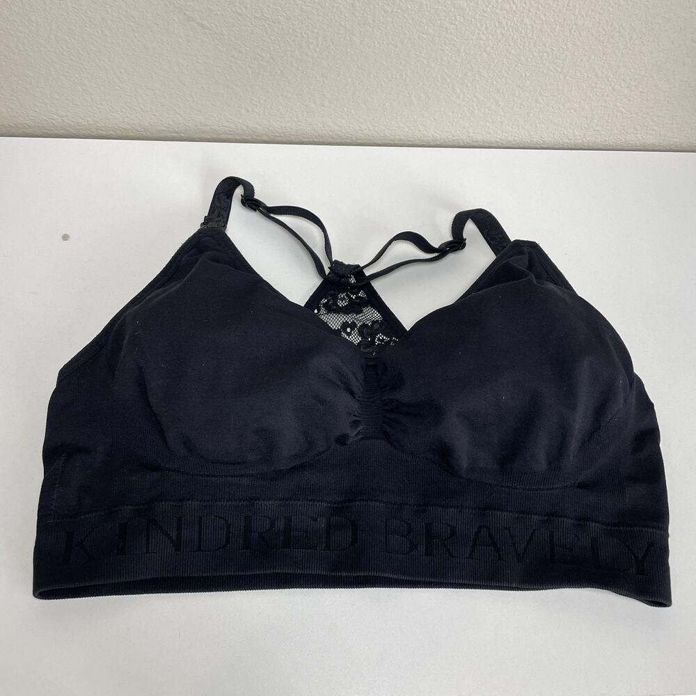 Kindred Bravely Simply Sublime Lace Racerback Nursing Bra Size XL Black No Pads